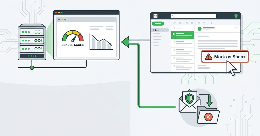 Illustration of diagnose reputation and recipient signals for why emails from your own domain keep going to spam