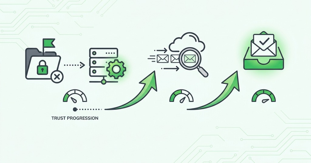 Illustration of prove recovery in stages for why emails from your own domain keep going to spam