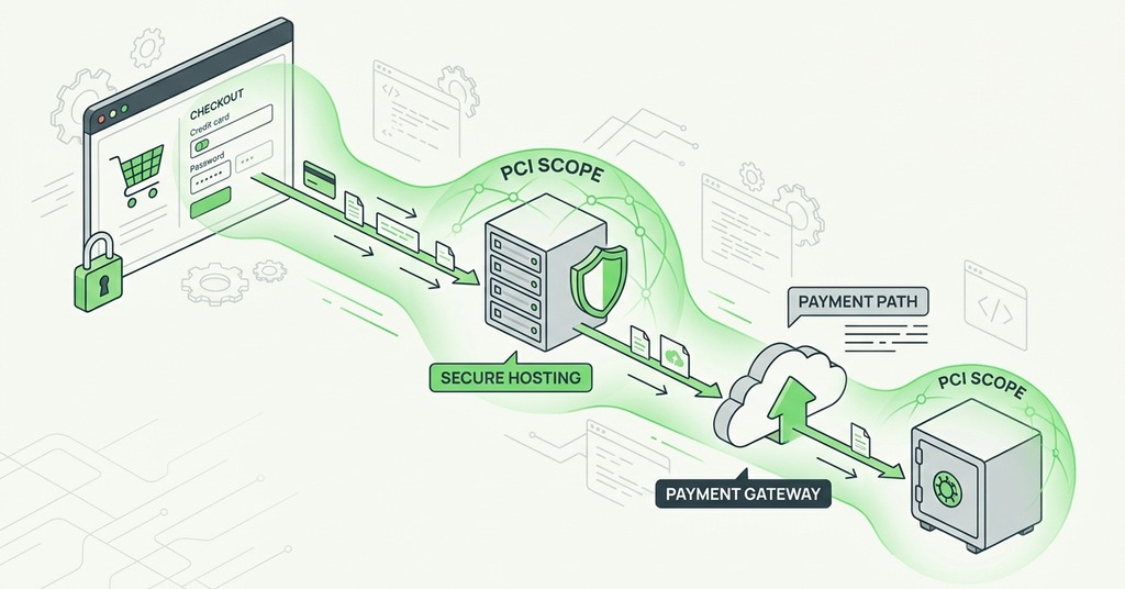 Illustration of how pci scope follows the payment path for ecommerce hosting
