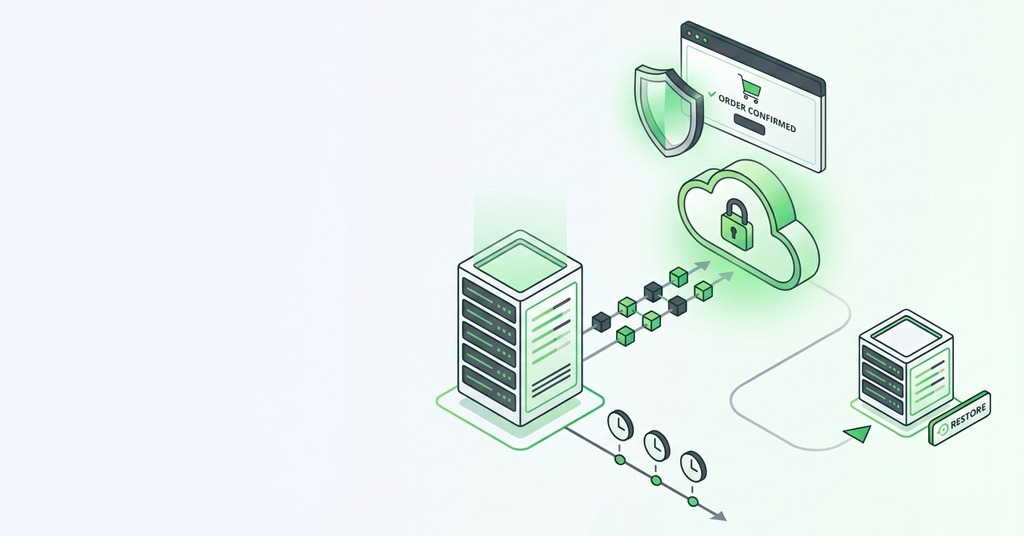 Illustration of protect orders with backups for ecommerce hosting