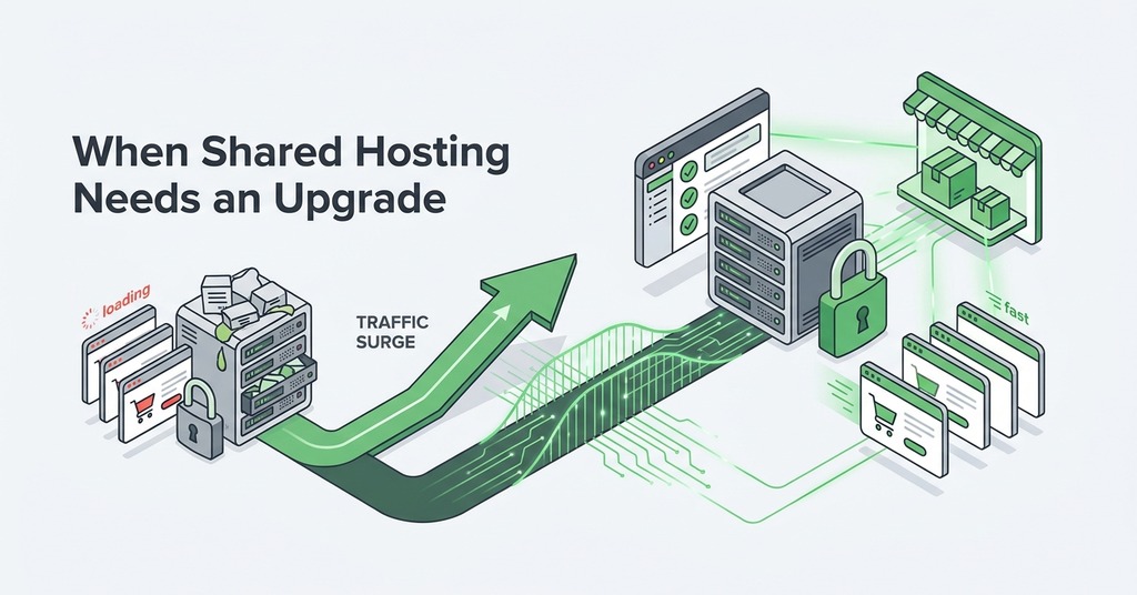Illustration of when shared hosting needs an upgrade for ecommerce hosting