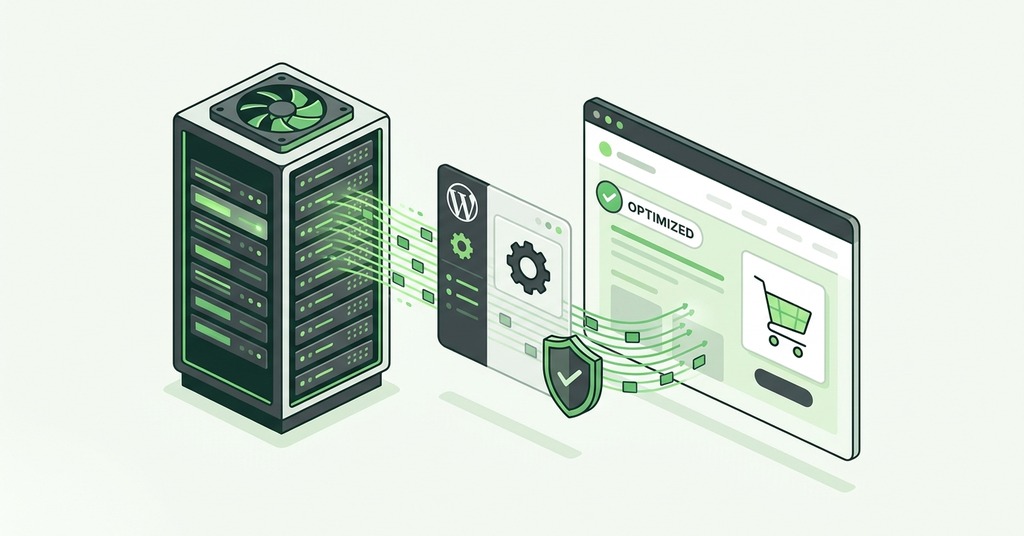 Illustration of data center and website efficiency for green hosting