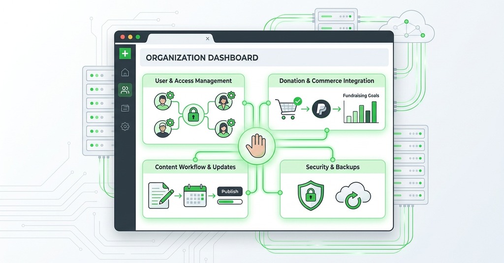 Illustration of put the organization in control for nonprofit website setup