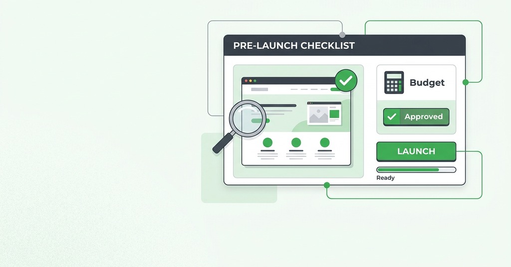 Illustration of test the site and approve its budget before launch for nonprofit website setup