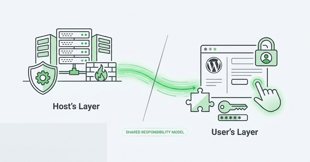 Illustration of hosting security responsibility for secure web hosting