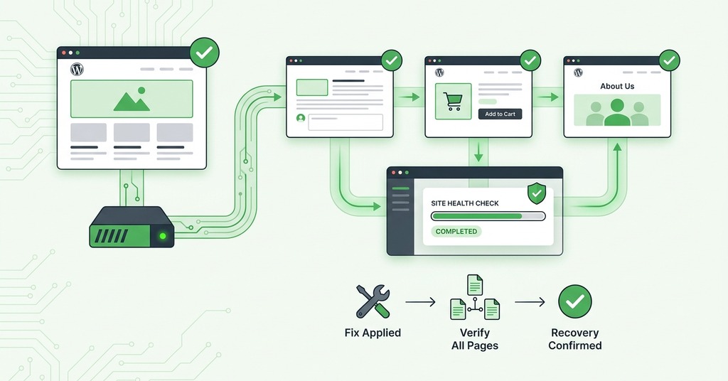 Illustration of verify recovery beyond the homepage for wordpress white screen of death