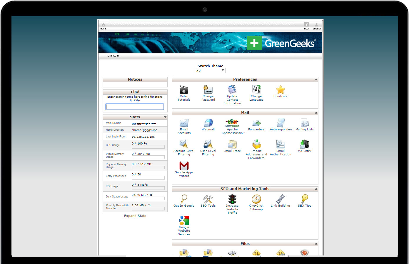 CPanel Hosting By GreenGeeks 
