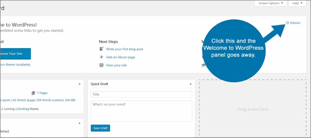 how to remove the welcome panel from the wordpress admin wordpress administration panels