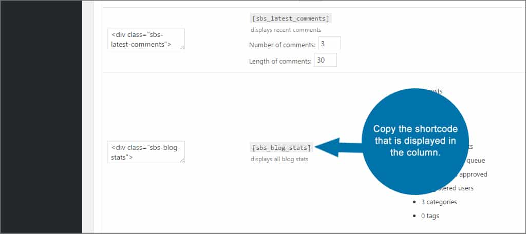 Código abreviado de copia de estadísticas de blog simple