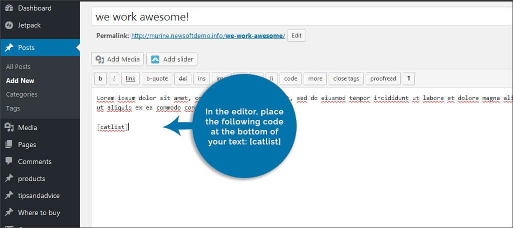 agregar código en el editor