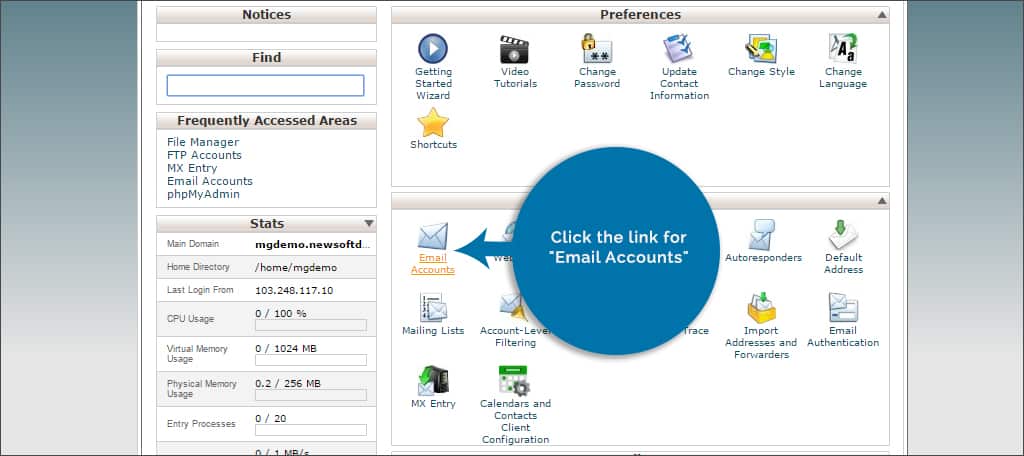 click email accounts