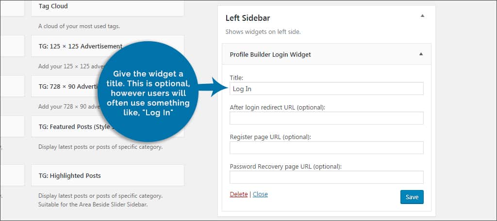 give widget a title
