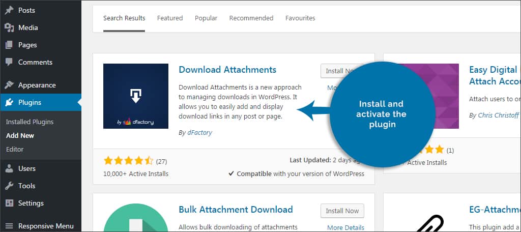 activate download attachments plugins