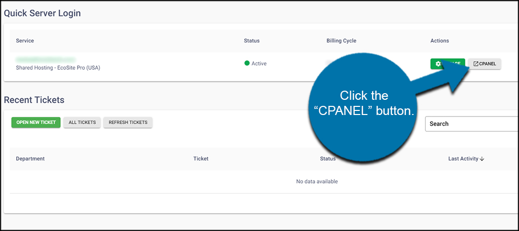 Open cPanel