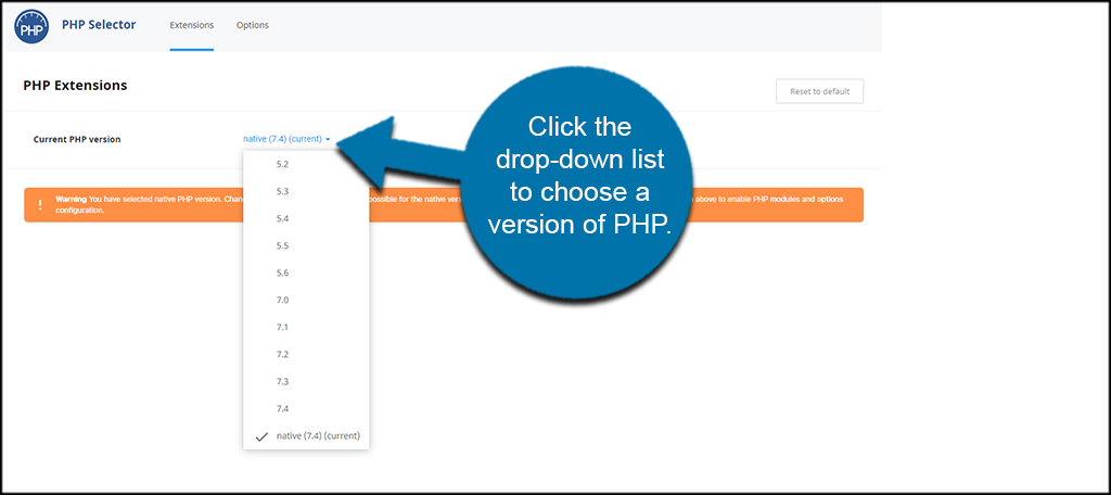 Select PHP Version