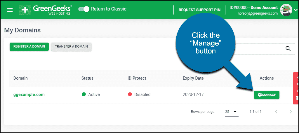 click the "Manage" button