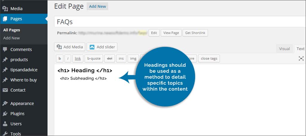 structure headings and subsections