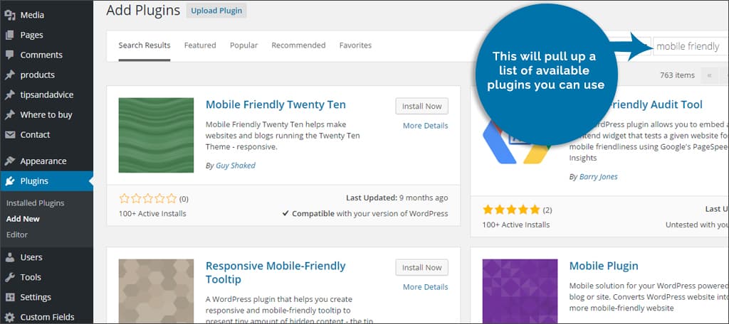 installing mobile friendly plugins