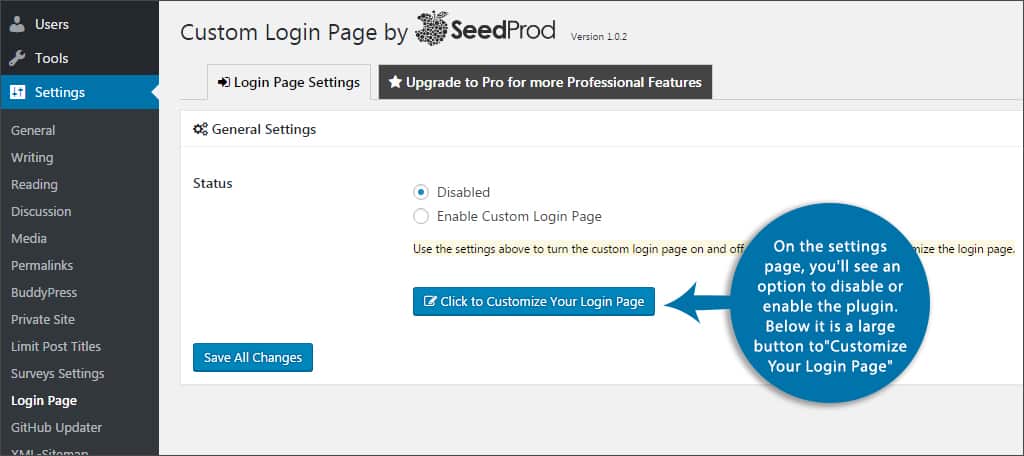 customize login in page button