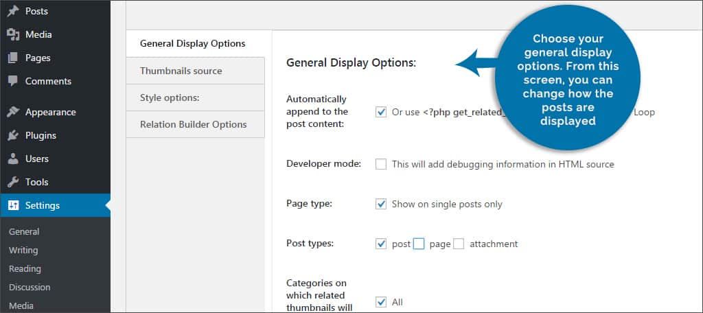 display options