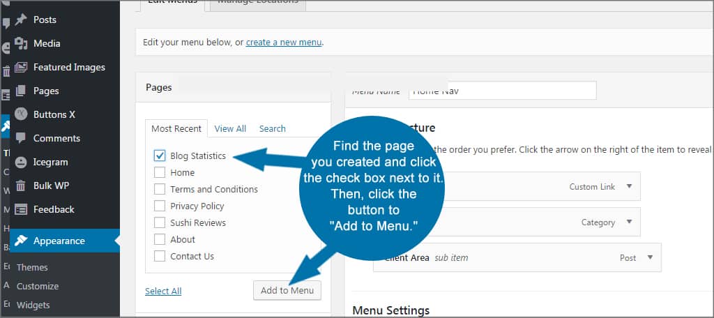 Simple Blog Stats Add Menu
