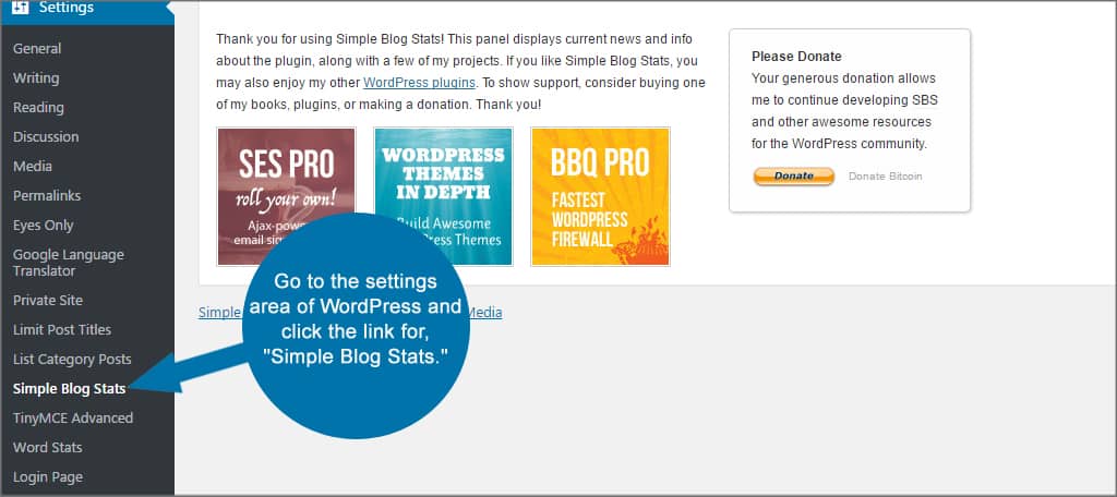 Simple Blog Stats Settings