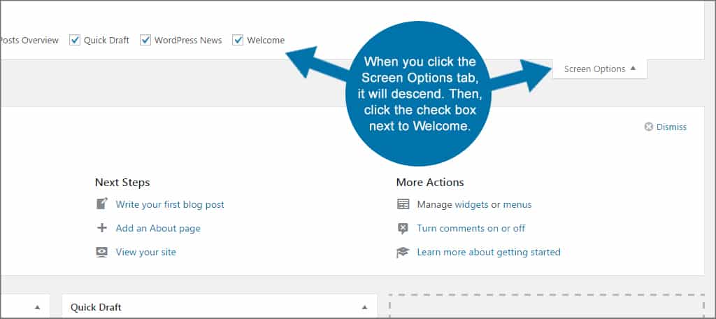 Welcome Disable From Options