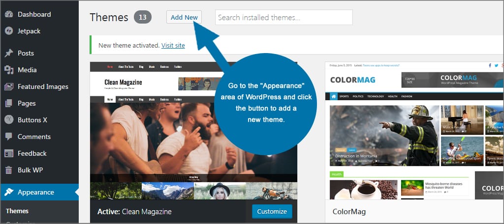 WordPress Add New Theme