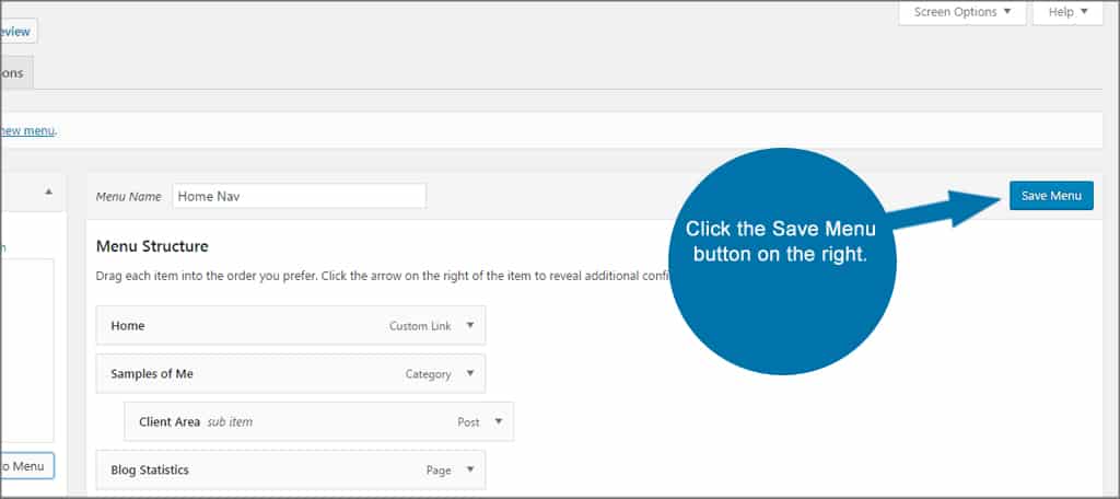 WordPress Save Menu