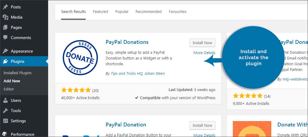 activate PayPal donations