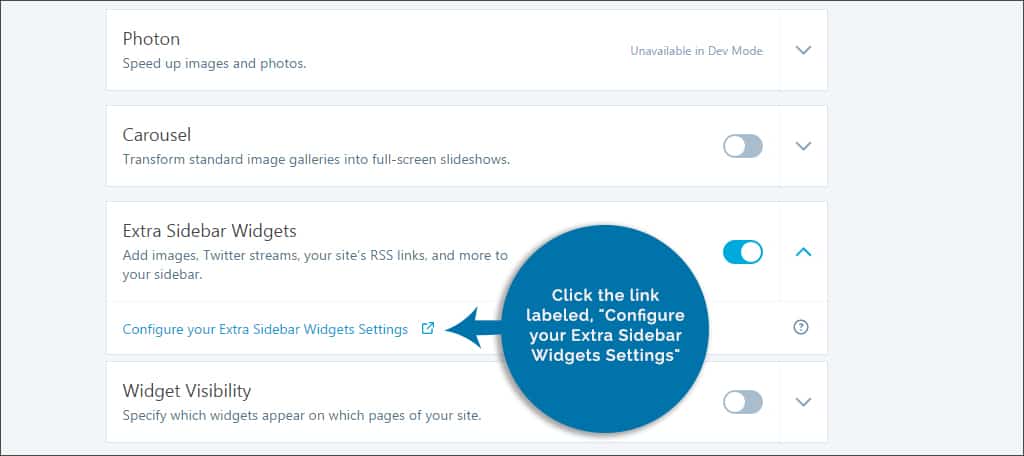 configure widgets