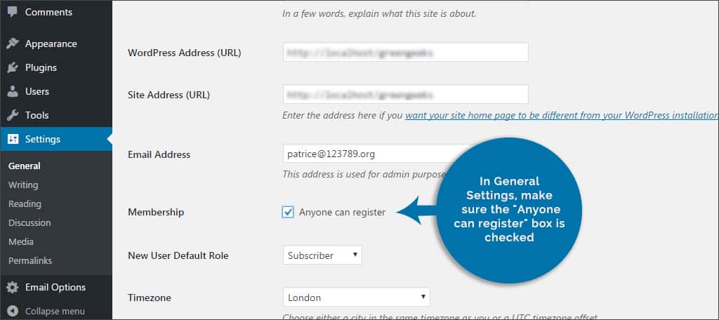 general settings