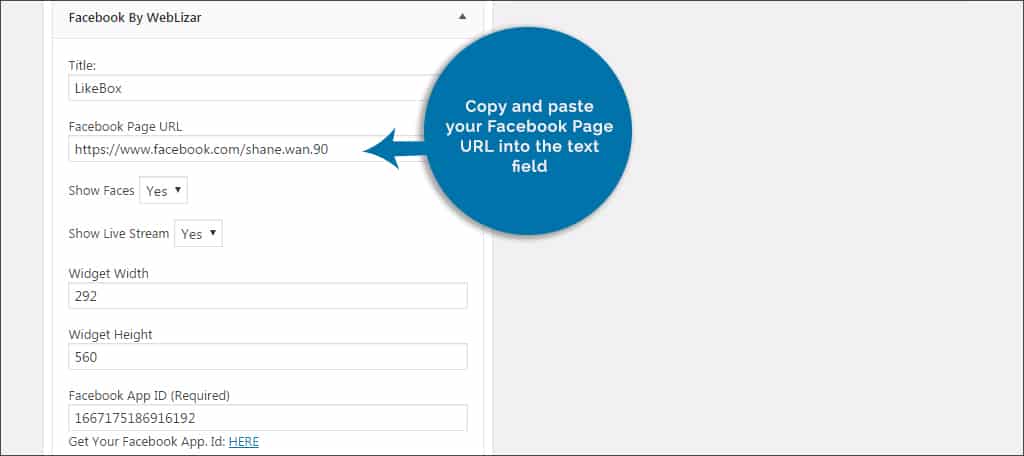 copy and paste Facebook url