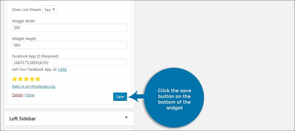 click save button at bottom of widget