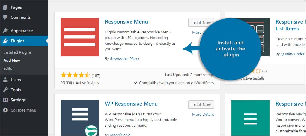 install responsive menu