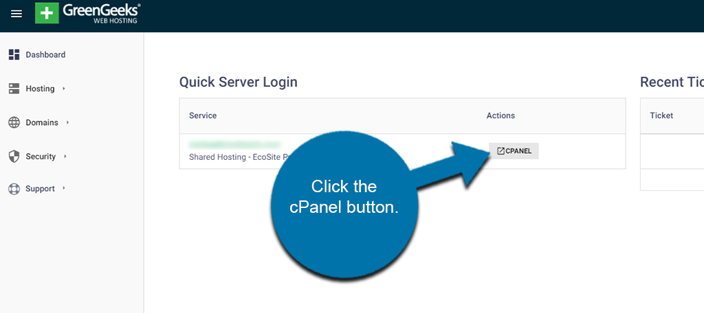 Click cPanel Button