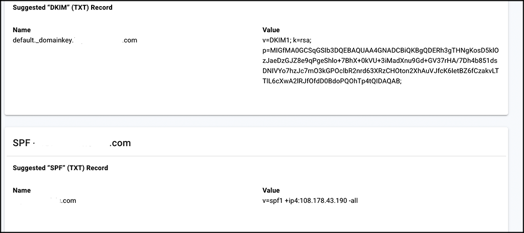 DKIM and SPF records