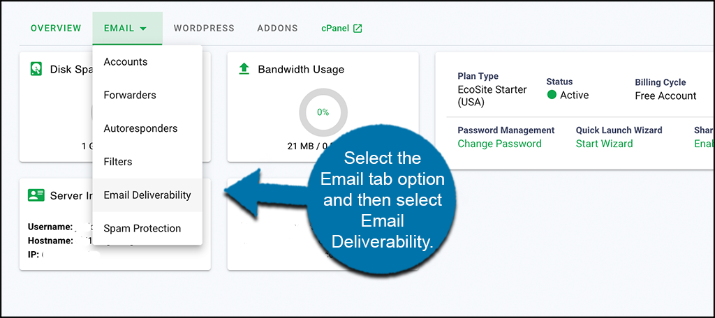 Select email tab then deliverability