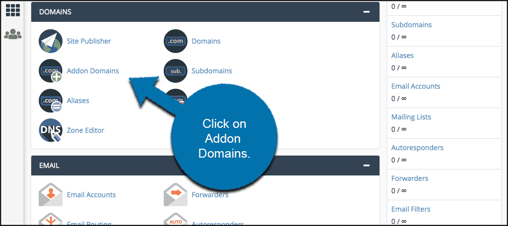 addon Domain option