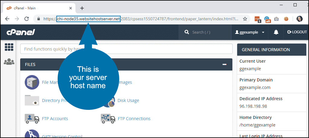 the URL contains your server host name