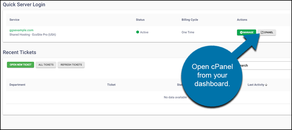 Open GreenGeeks cPanel