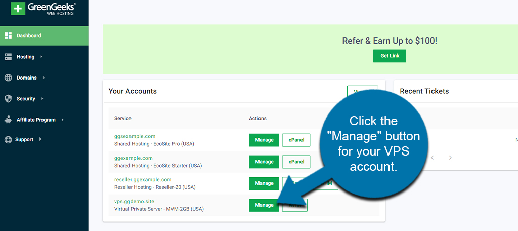 Manage VPS Account