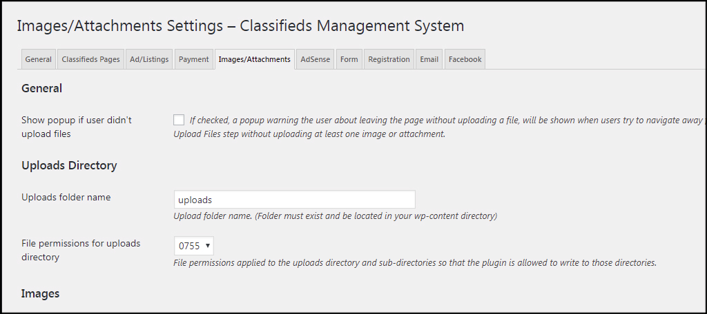 Image Attachment Settings