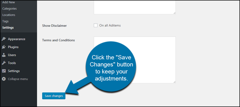 Save Changes Button