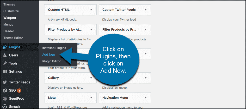 Click on plugins and then click add new