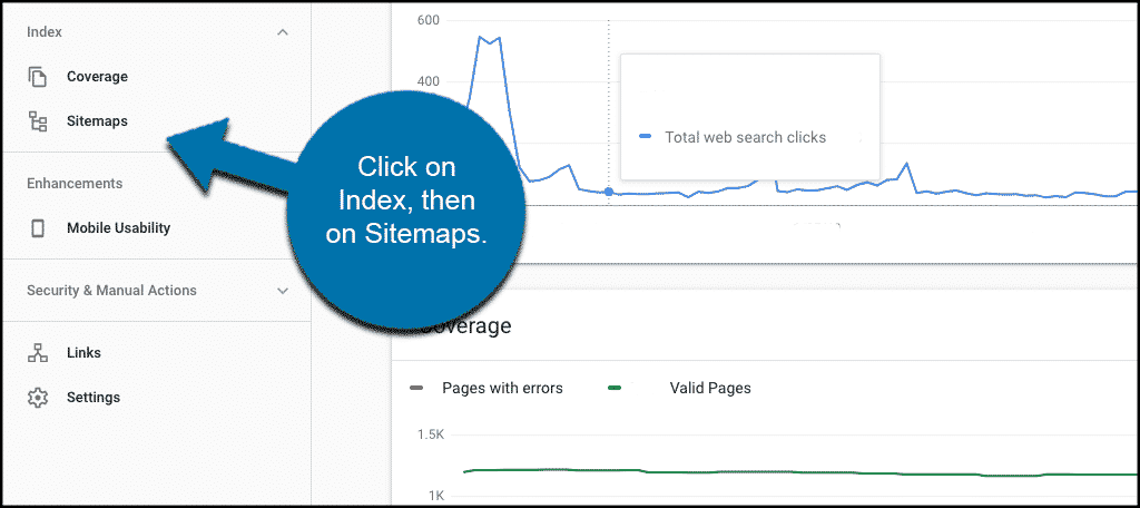 Click on index then on sitemaps