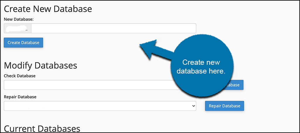 Create new database