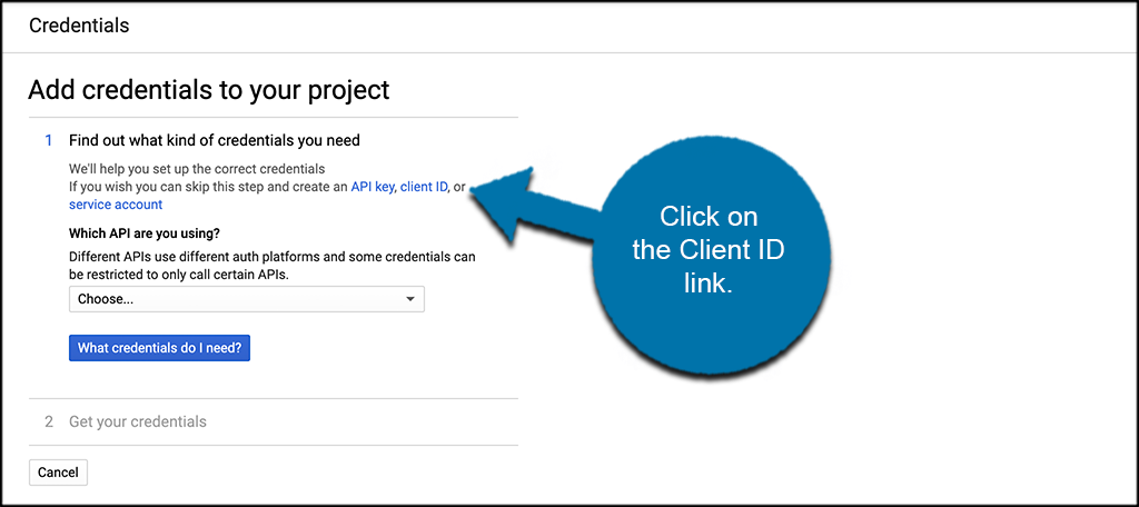 Click client id link