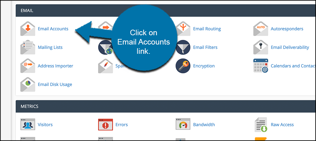 Click email accounts link