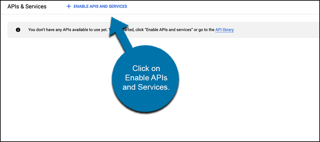 Click enable APIs and services